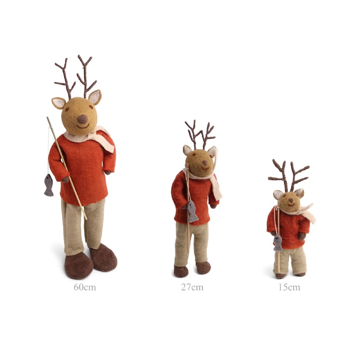 GRY & SIF Small  Boy Deer w/Fishing Pole