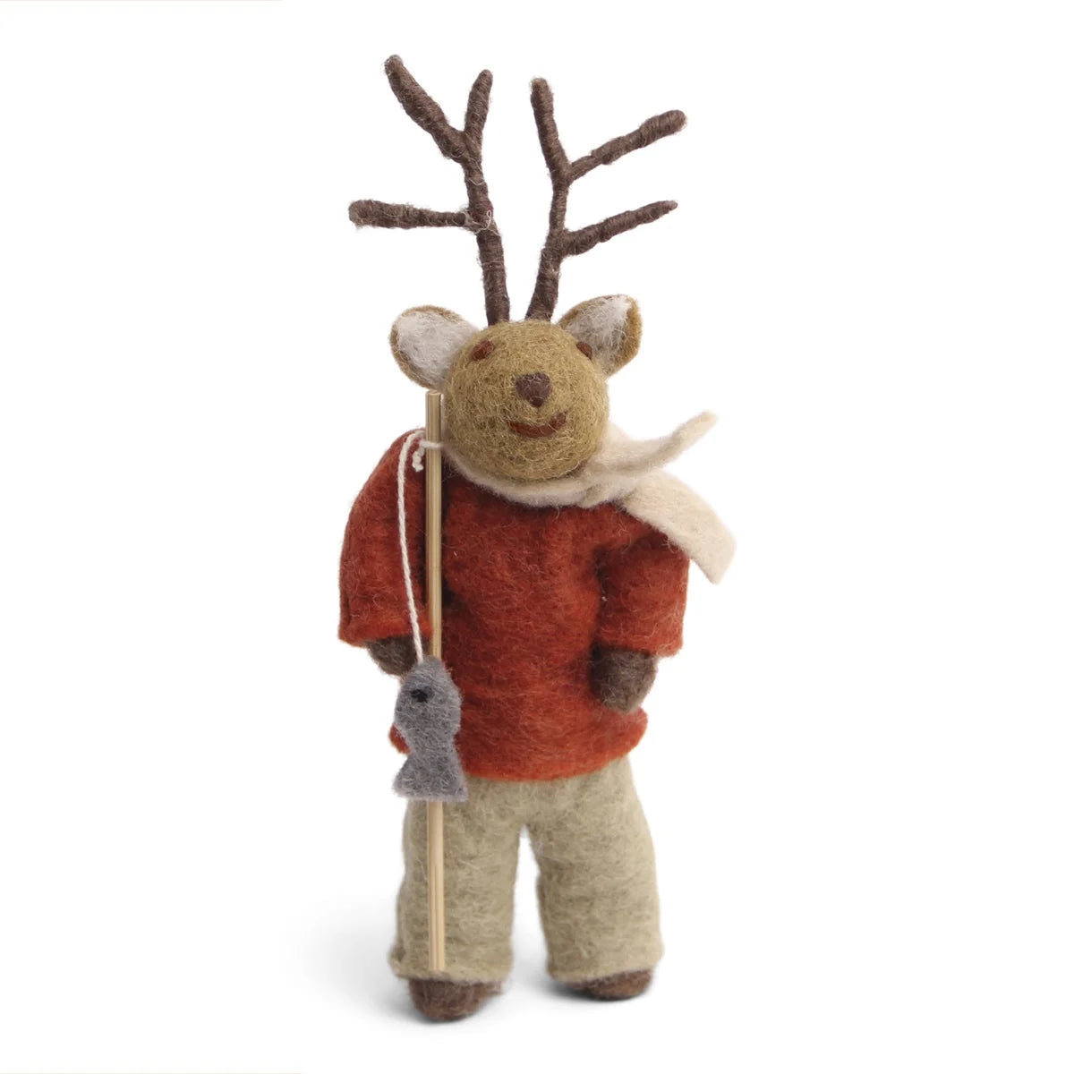 GRY & SIF Small  Boy Deer w/Fishing Pole
