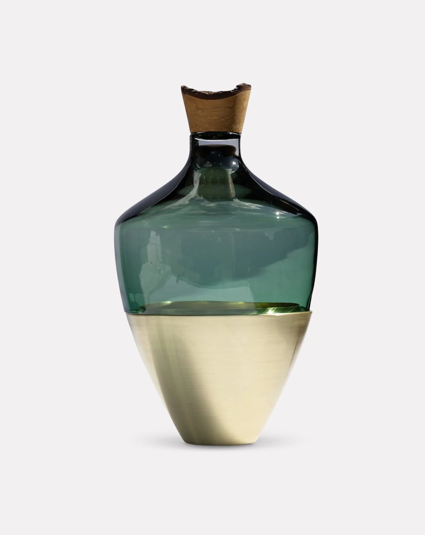 UTOPIA & UTILITY India Large 2 Stacking Vessel | Forest Green & Brass