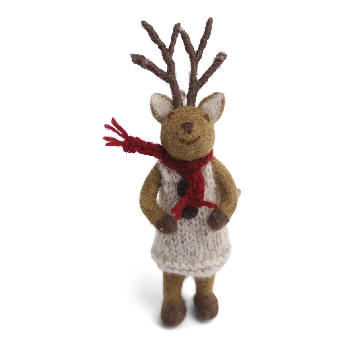 GRY & SIF Small Girly Deer w/Grey Dress & Scarf