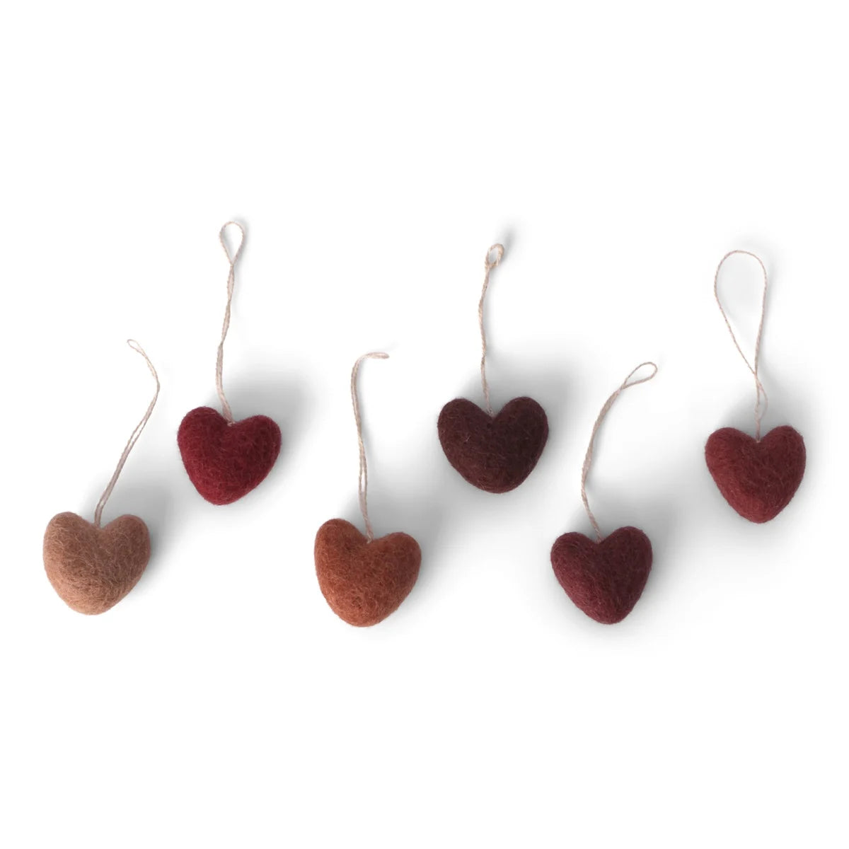GRY & SIF Mini  Dusty Red Hearts | Set of 6