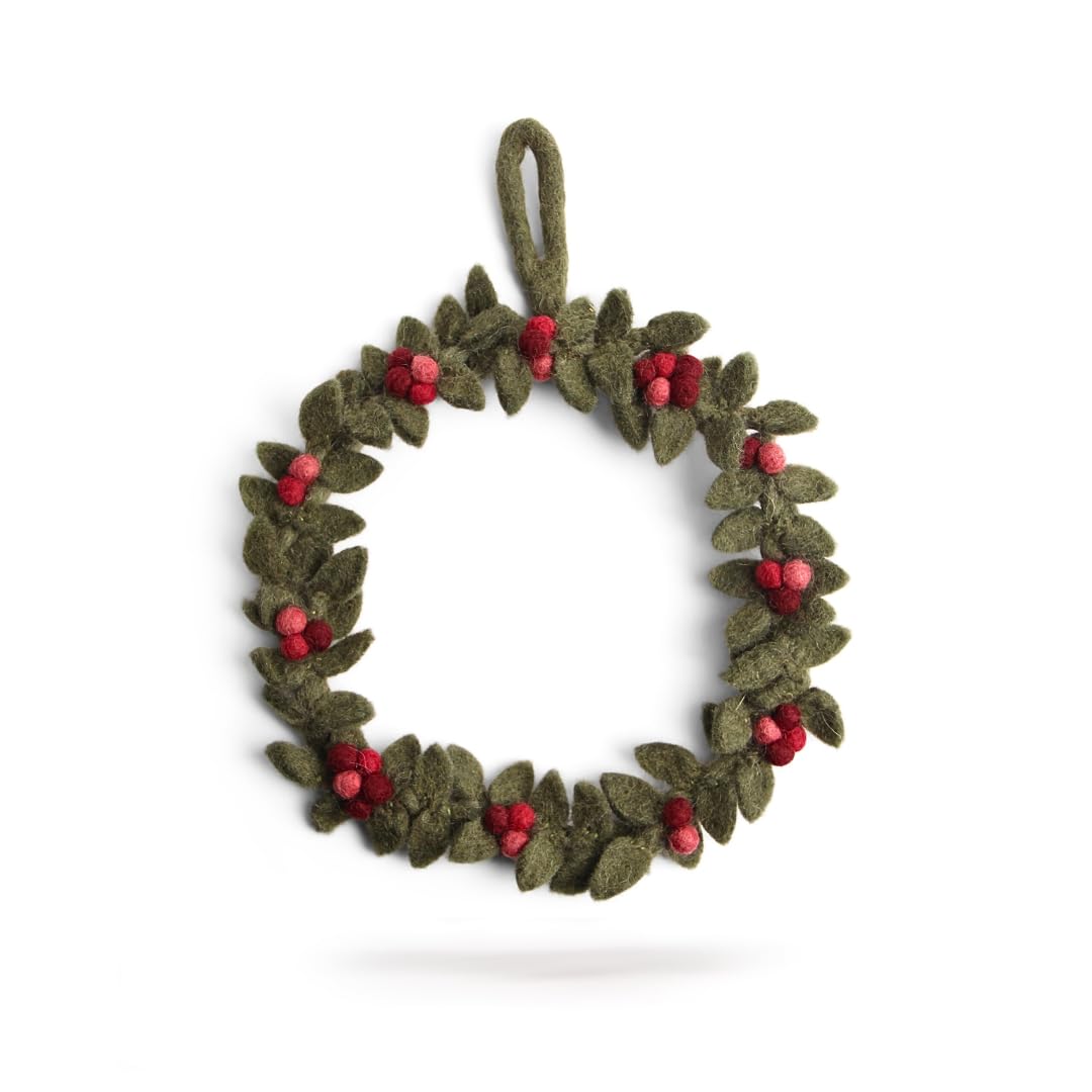 GRY & SIF Small Green Wreath w/Red Berries