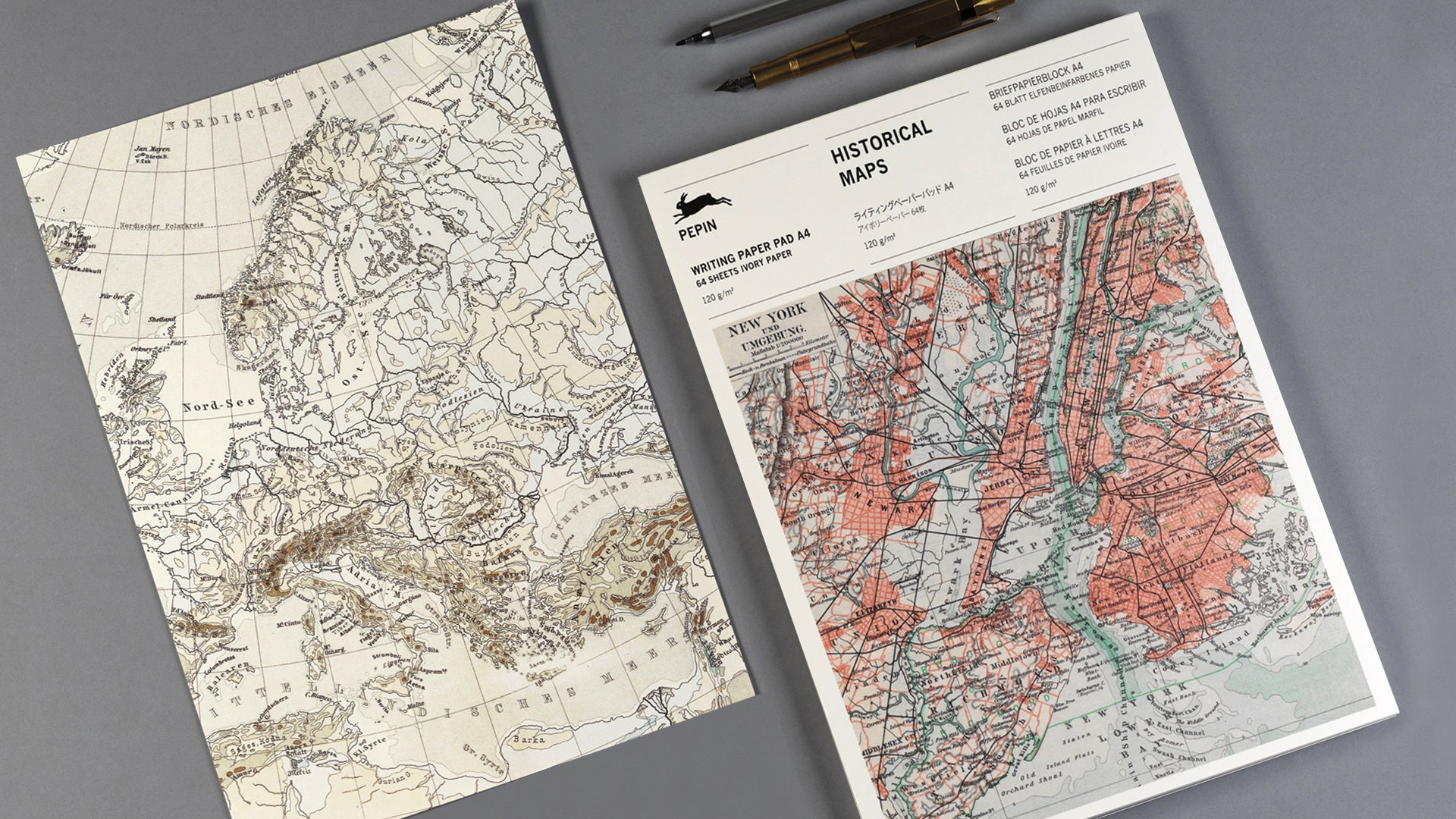 PEPIN PRESS A4 Writing Pad | Historical Maps