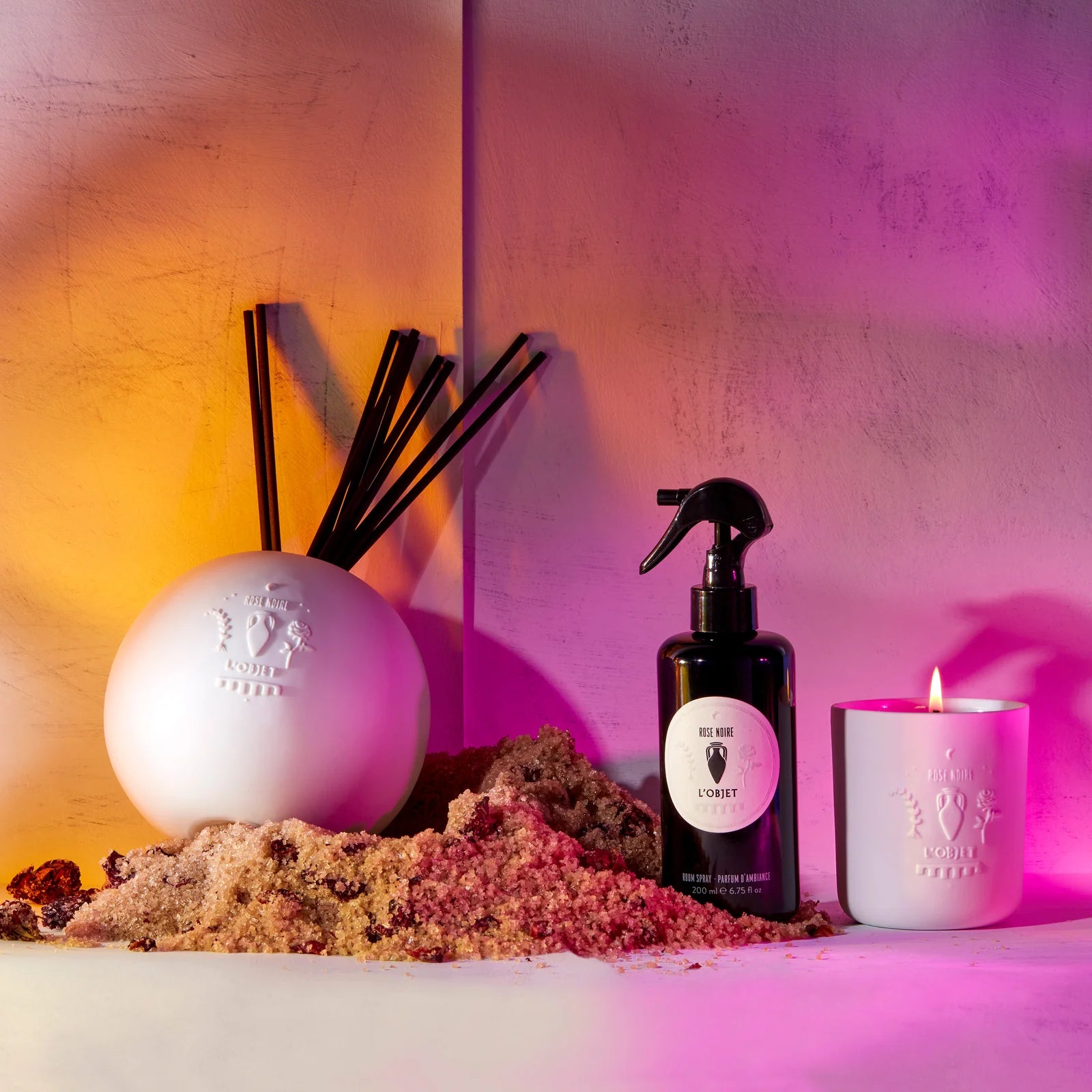 L'OBJET Rose Noire Porcelain Diffuser Set