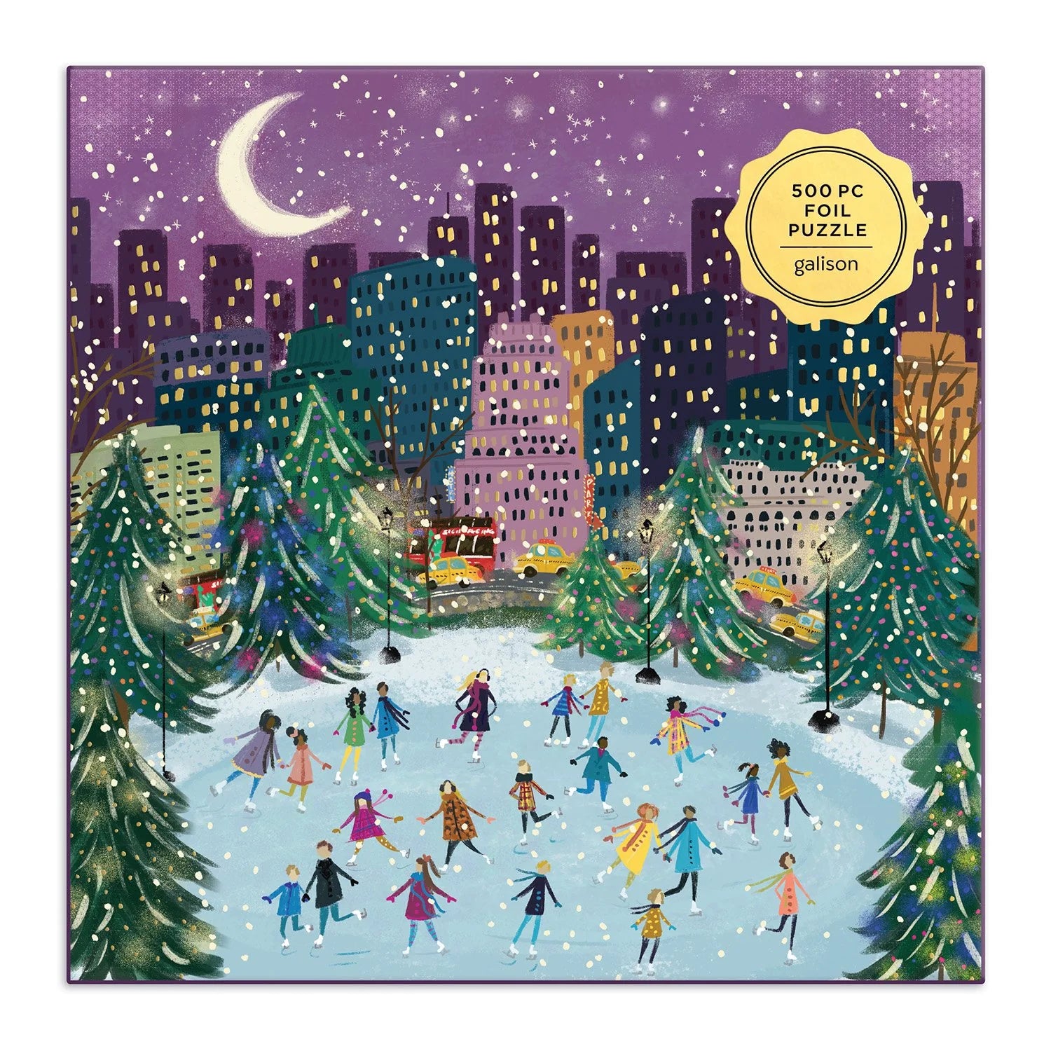 GALISON  Merry Moonlight Skaters | 500 Piece Foil Jigsaw Puzzle