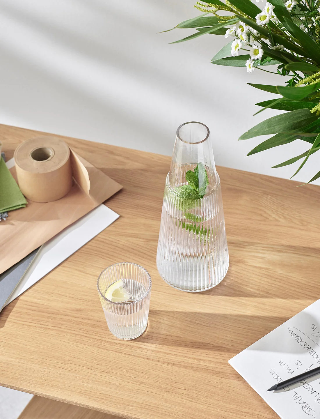 STELTON Pilastro Carafe with Glass | 1L | Clear