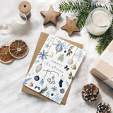 MKONO  6 Christmas Cards w/envelopes | Blue Collection