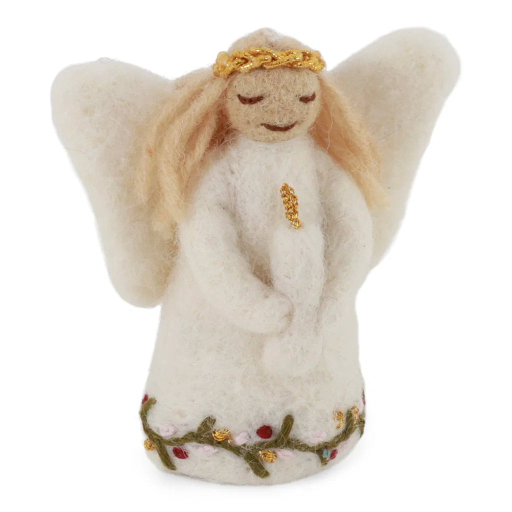 GRY & SIF Angel w/Embroidery Holding Candle | S