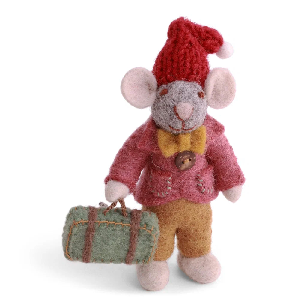 GRY & SIF Small Grey Boy Mouse w/Suitcase