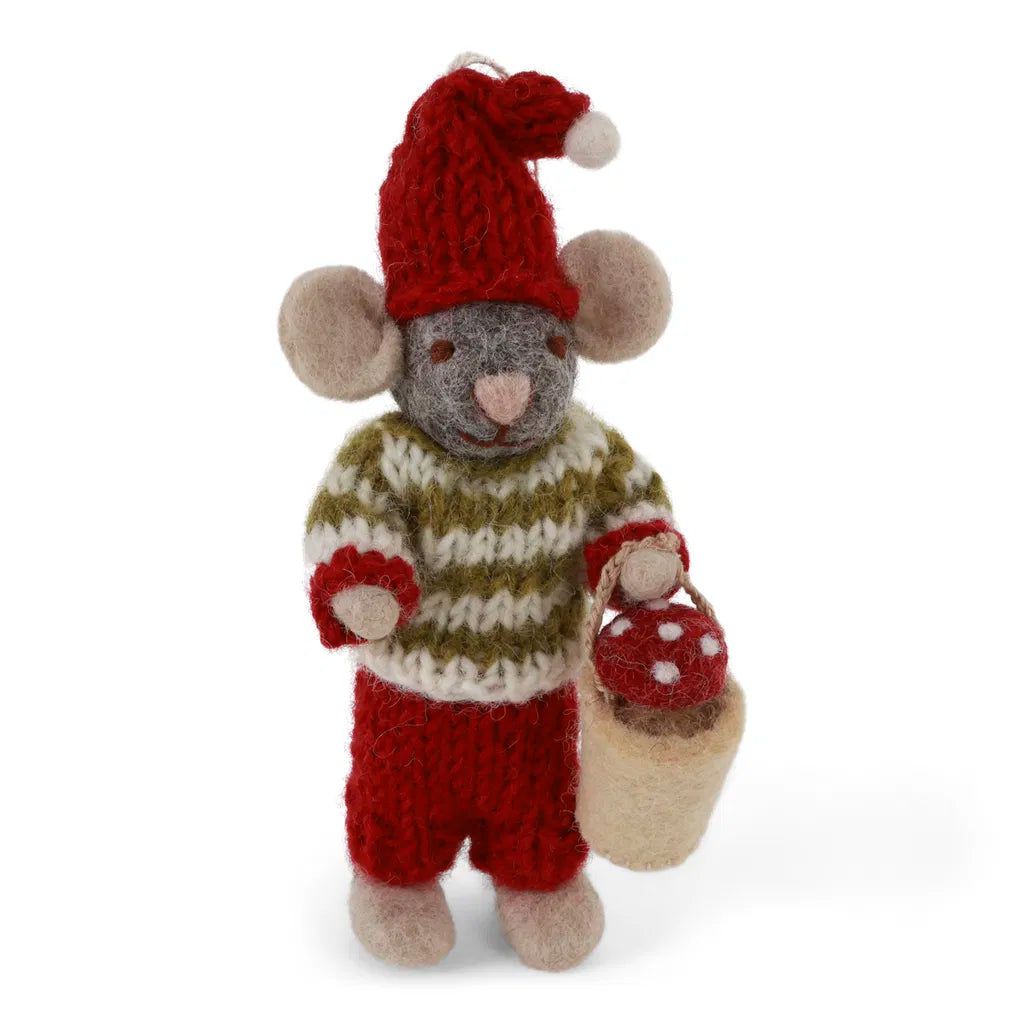 GRY & SIF Small Grey Boy Mouse w/Mushroon in Bucket