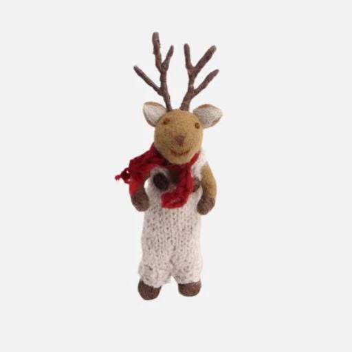 GRY & SIF Small Brown Boy Deer w/pants & scarf