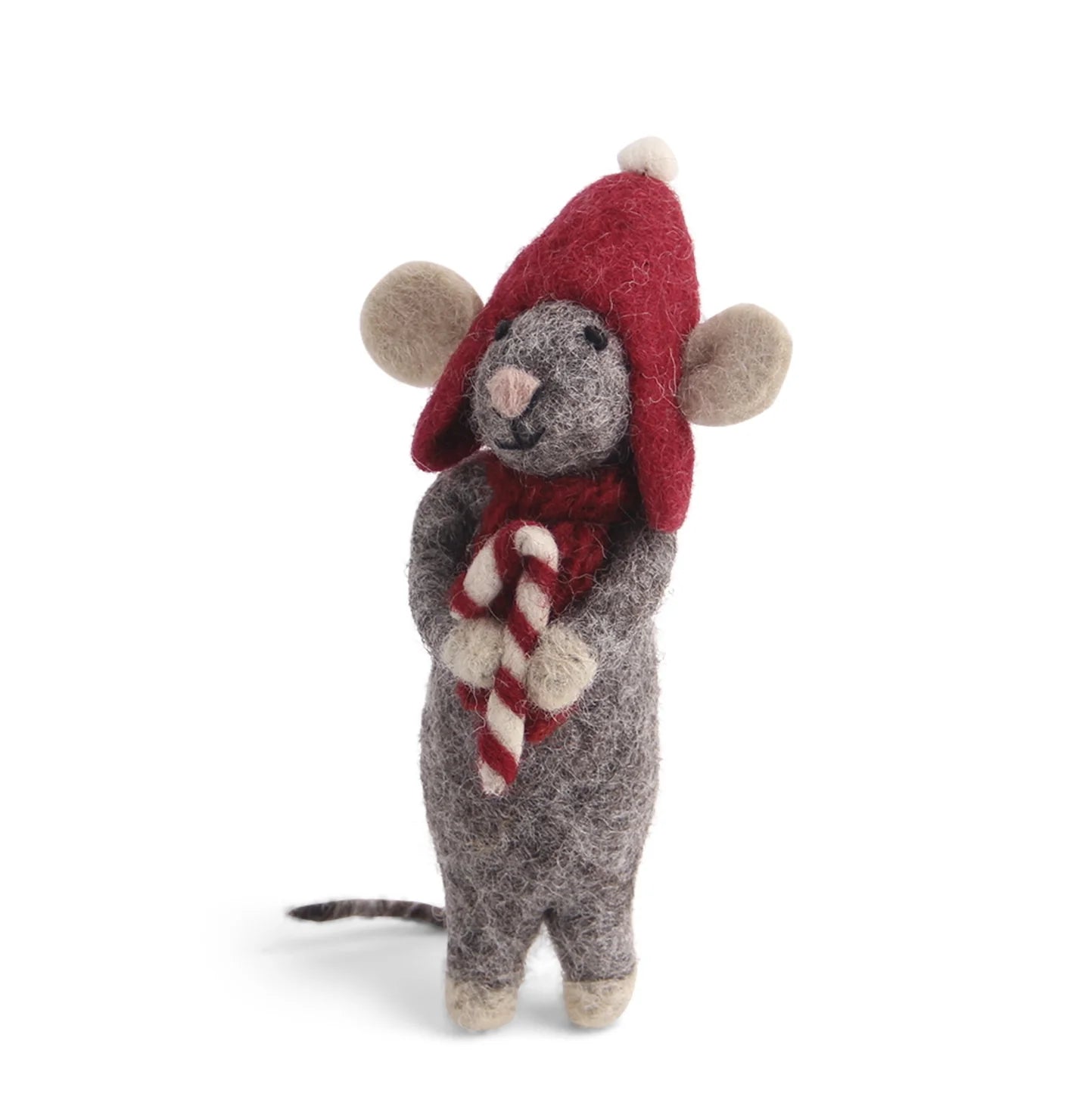 GRY AND SIF Small Boy Mouse w/Candy Cane