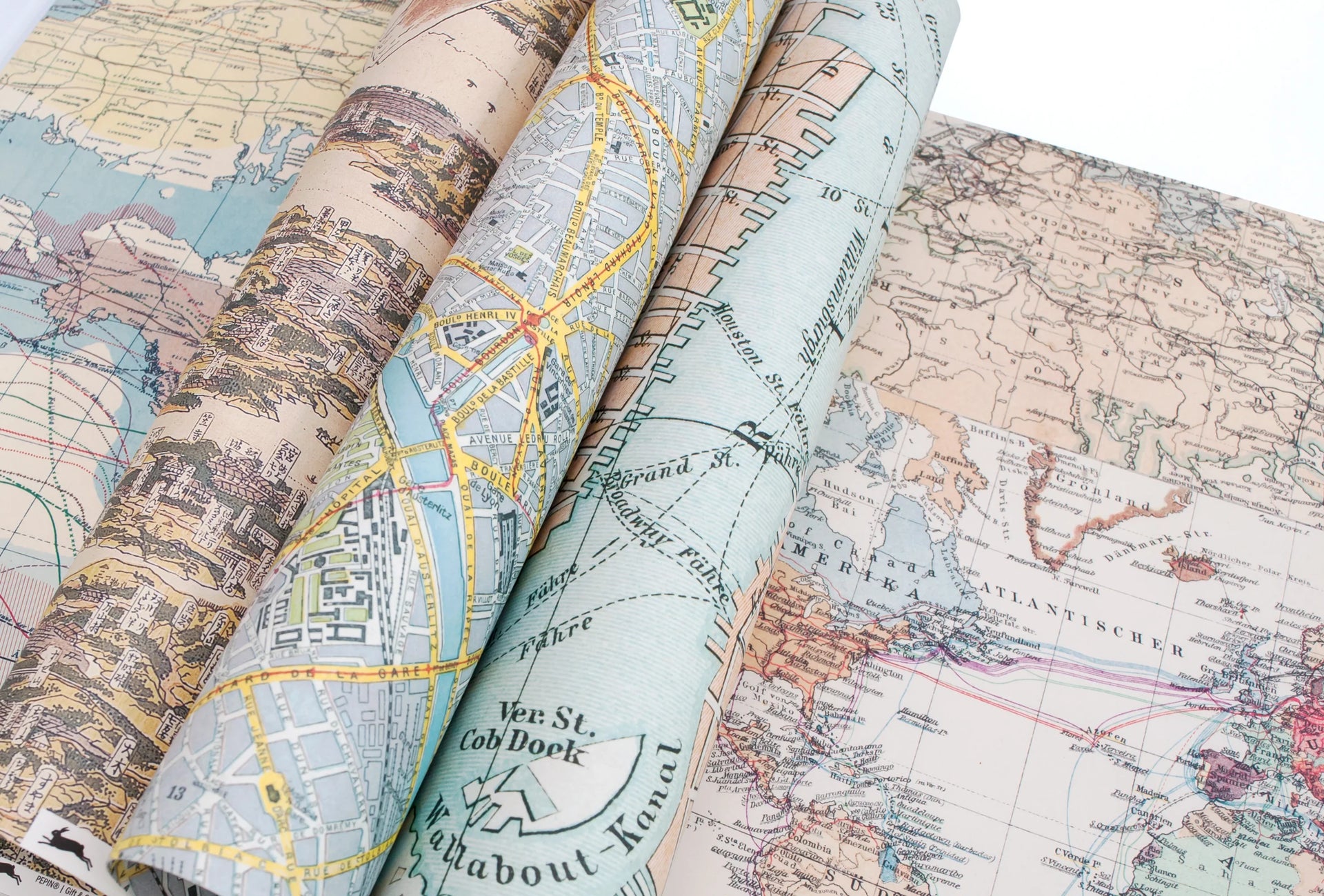 PEPIN PRESS Gift Paper | Maps