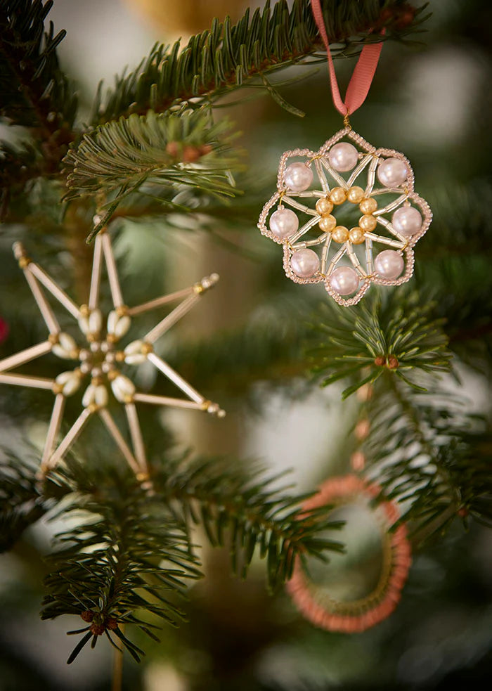 BUNGALOW Beaded Ornament Crystal | Ø5,5cm Ellis | Soft Rose
