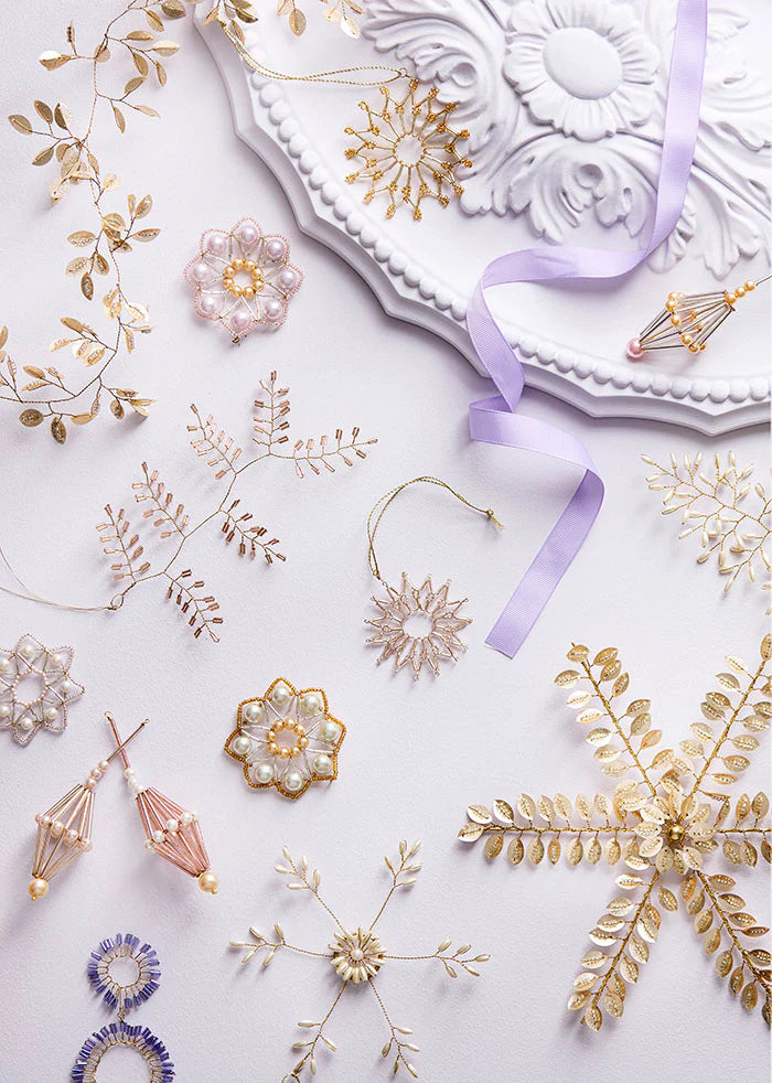 BUNGALOW Beaded Ornament Snowflake | Ø5cm | Elia Silver