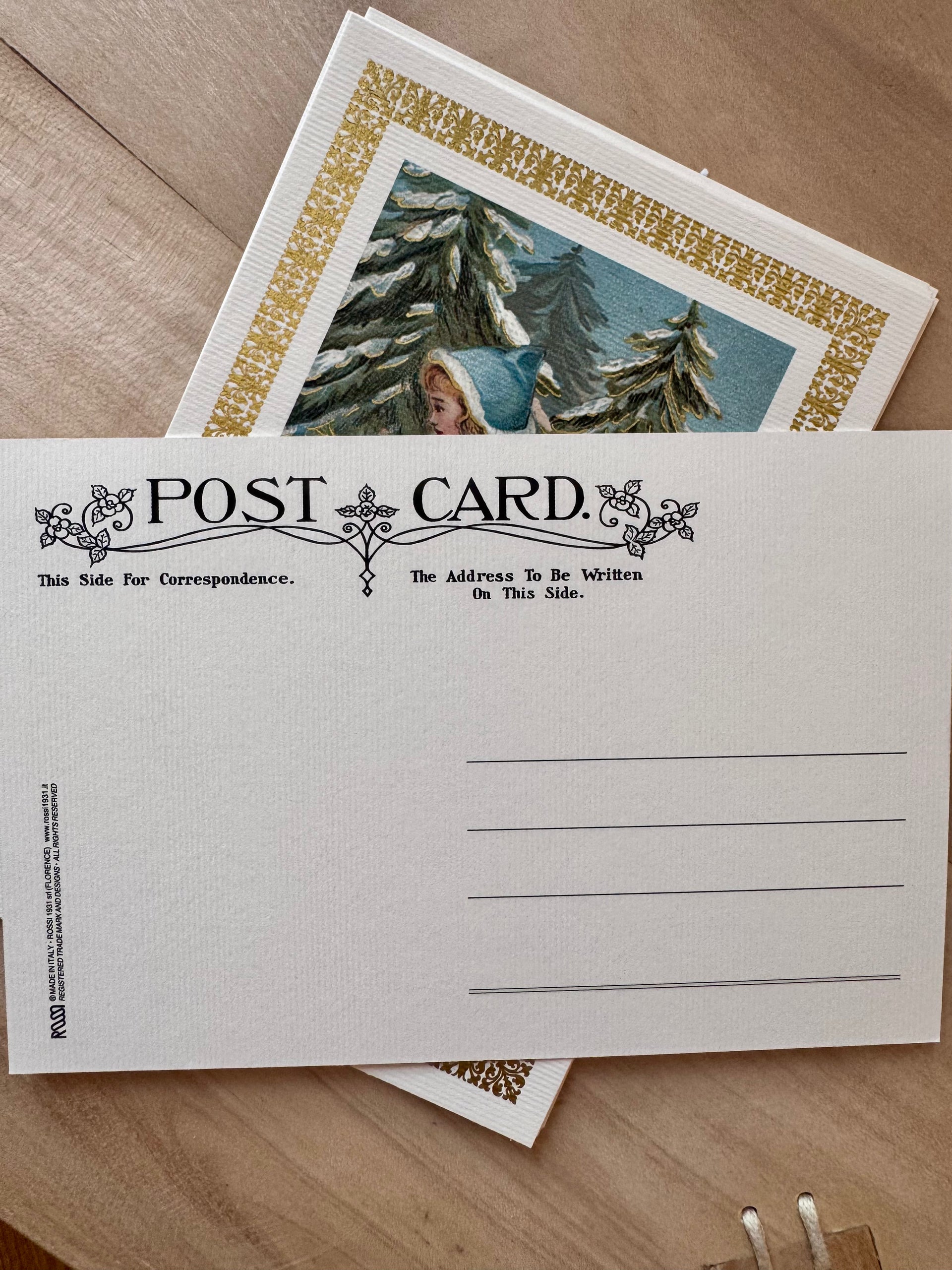 ROSSI 1931 Christmas Cards | Girl w/Blue Coat |  Box 10\10