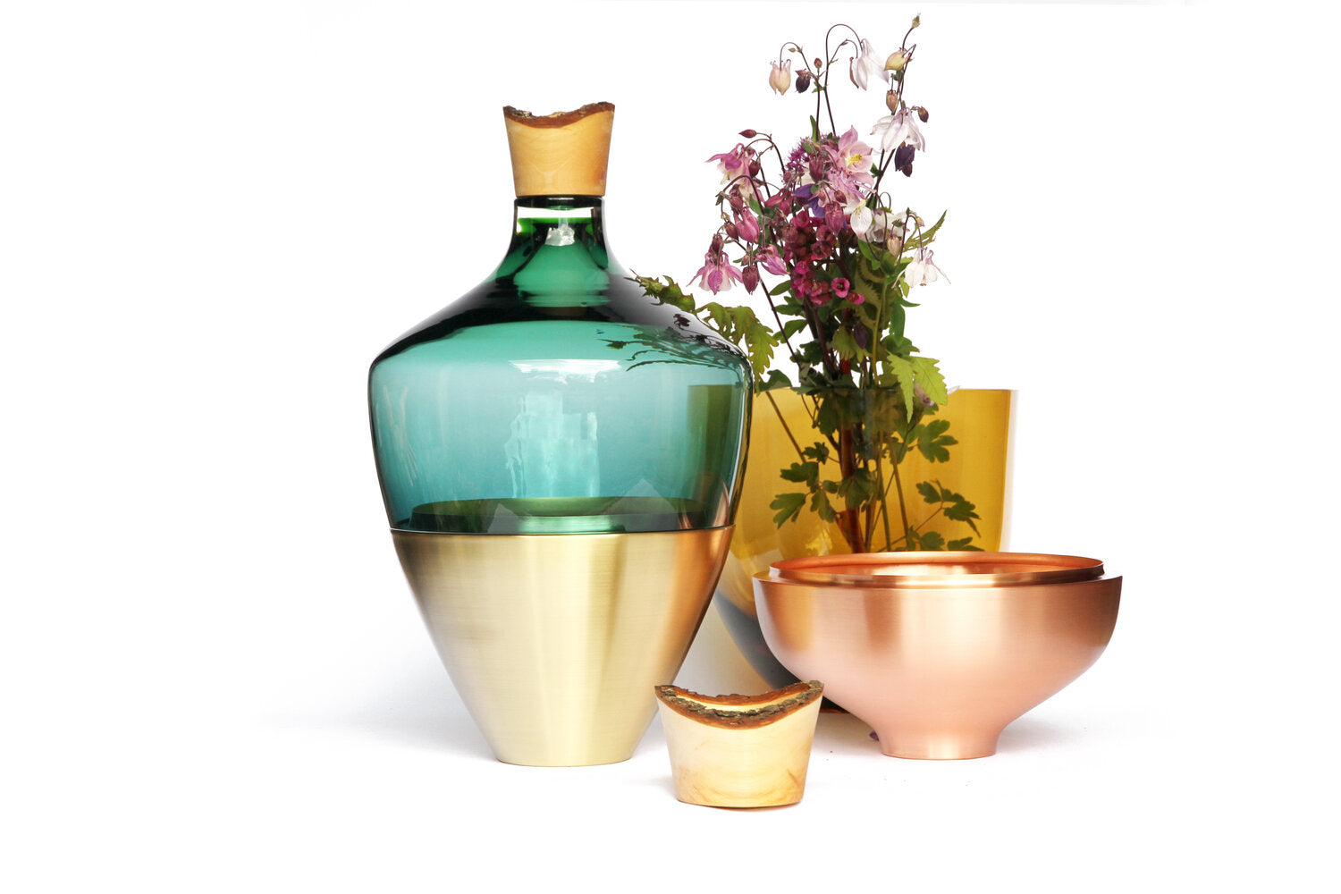 UTOPIA & UTILITY India Large 2 Stacking Vessel | Forest Green & Brass