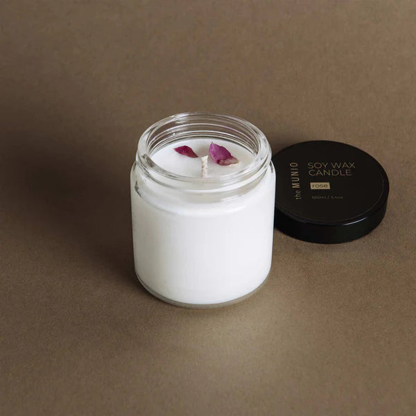 THE MUNIO Rose Soy Wax Candle | 100 ml