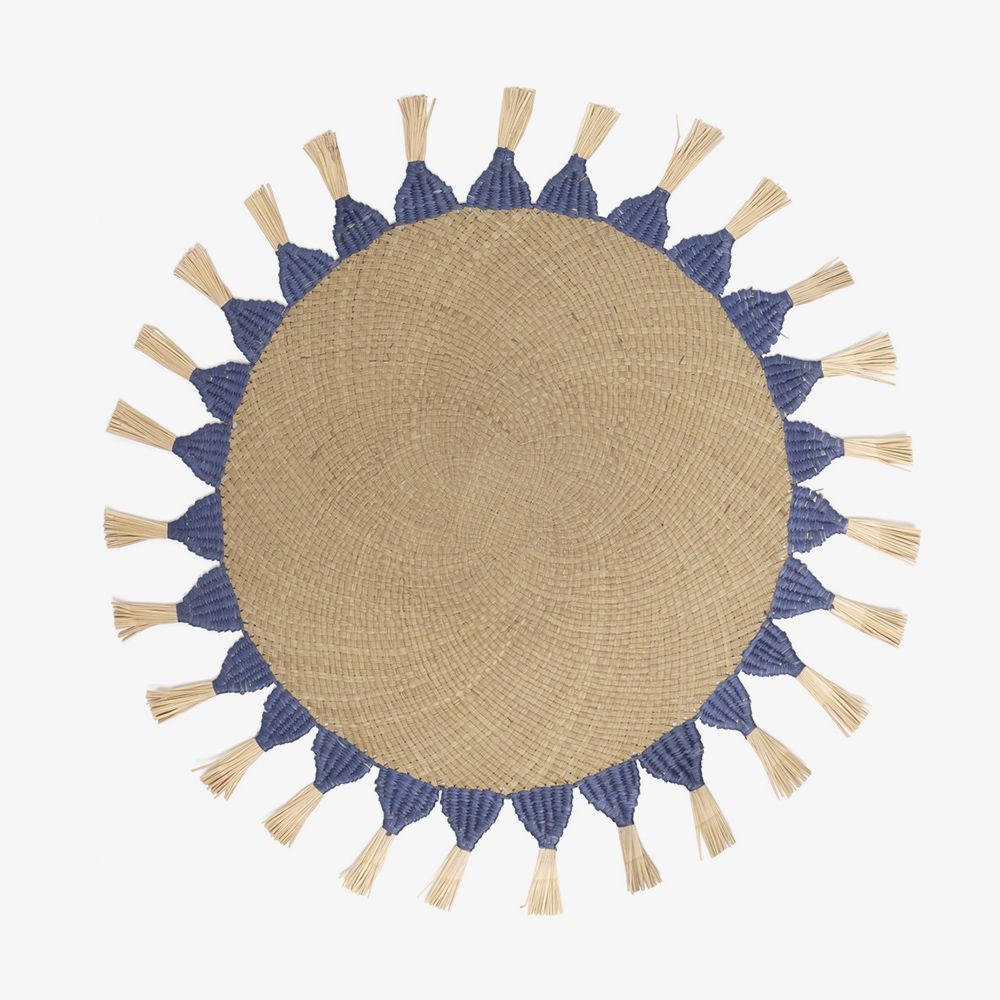 GUANABANA Celine centerpiece round Placemat | toast & petrol blue