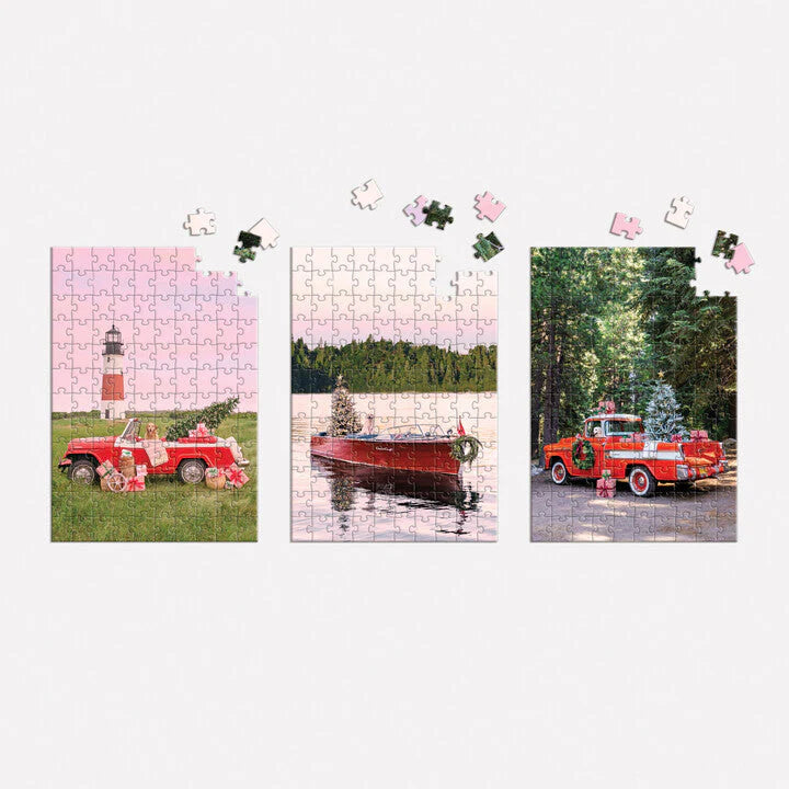GALISON Gray Malin The Holiday 3-in-1 Puzzle Set | 120 pcs each