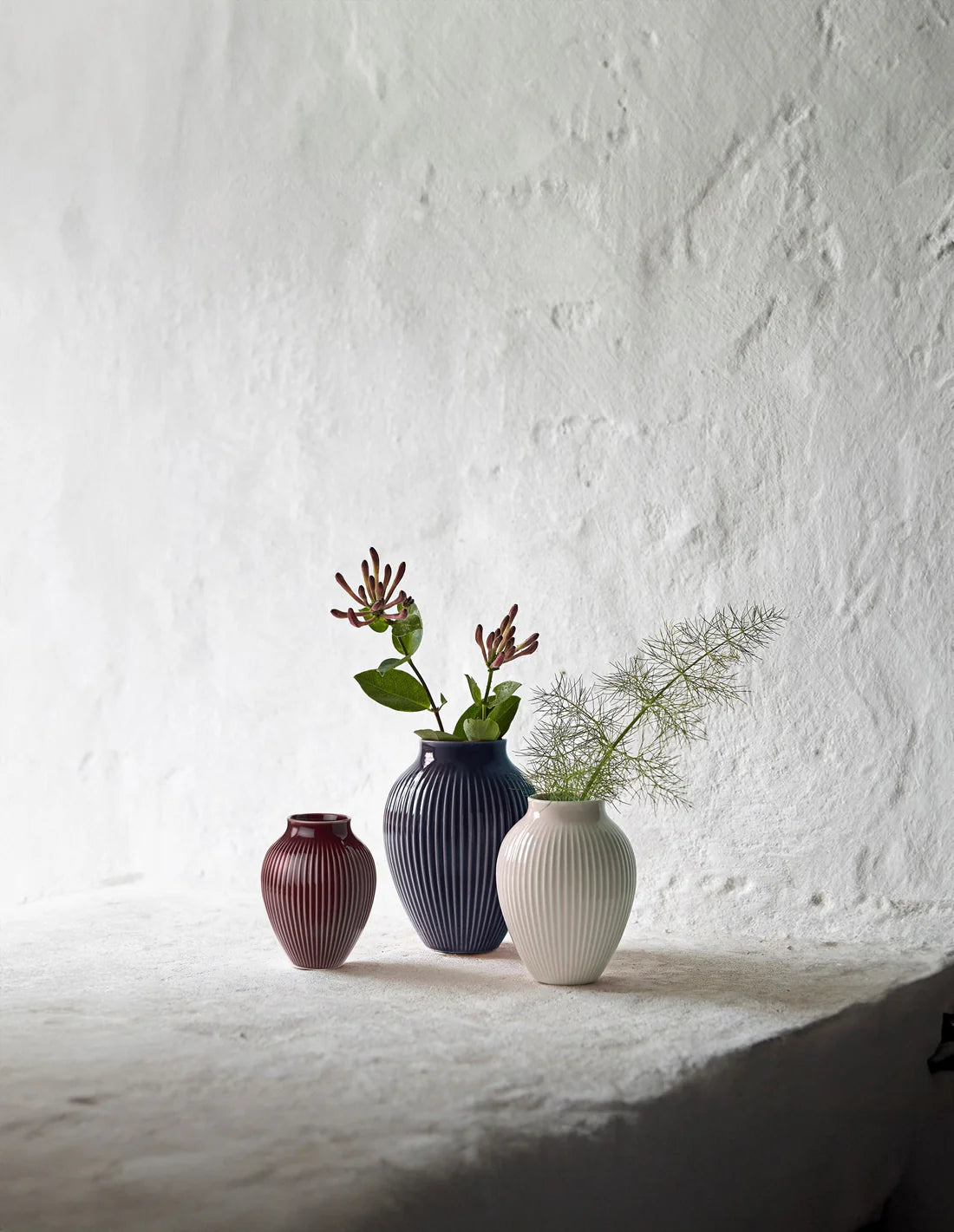 KNABSTRUP Mini Vases | Set of 3 Pcs | Ripple Berry, Sand, Dark Blue