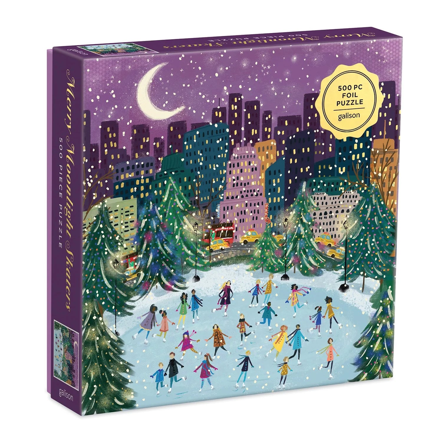 GALISON  Merry Moonlight Skaters | 500 Piece Foil Jigsaw Puzzle