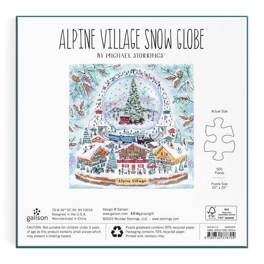 GALISON Alpine Village Snow Globe Puzzle | 500 pcs